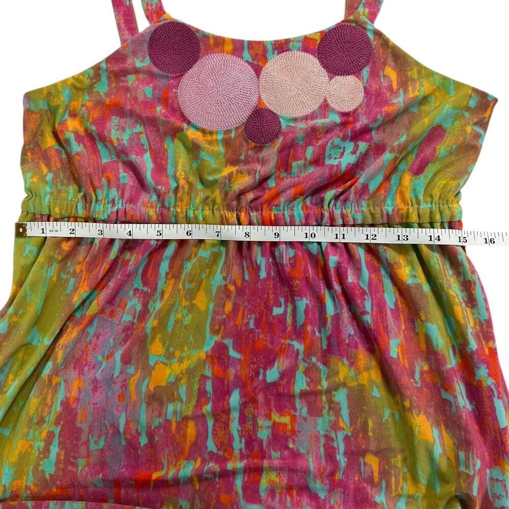 Nine West Size 6 Colorful Abstract Print Maxi Dress Embroidered Circles - Picture 8 of 10